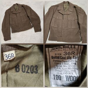 VTG 1940s 40s WWII Era Mens 36R 100% Wool Field Military Jacket